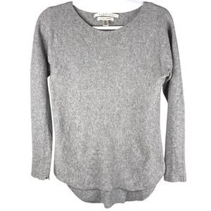 Max Studio 100% 2-Ply Cashmere Gray Ribbed Knit Long Sleeve Sweater Size Small